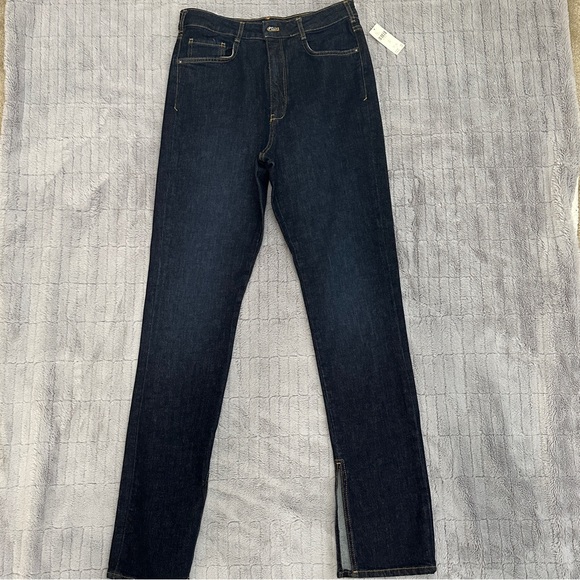 NEW Pilcro for Anthropologie Dark Straight Leg High Waist Split Hem Jeans 31 - Picture 3 of 8